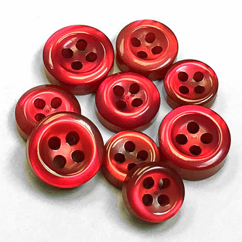 SB-0159 - Red Dress Shirt Button - 4mm thick  3 Sizes, Priced per Dozen 